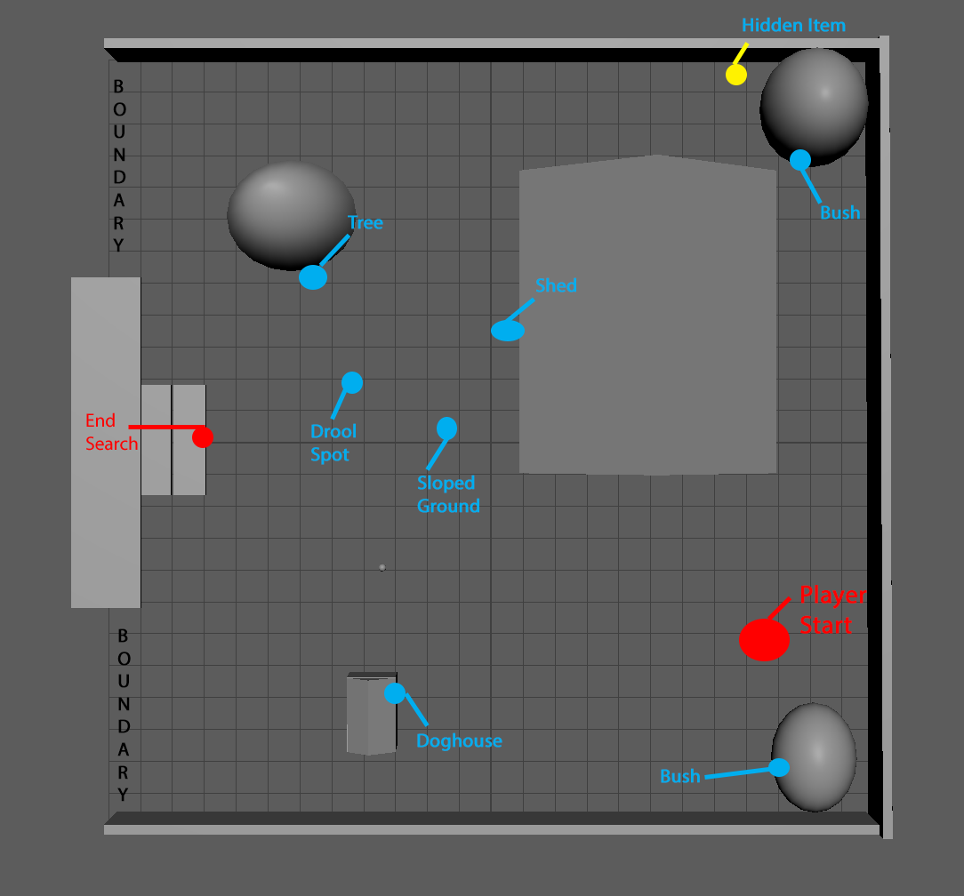Grey blockout of tutorial map