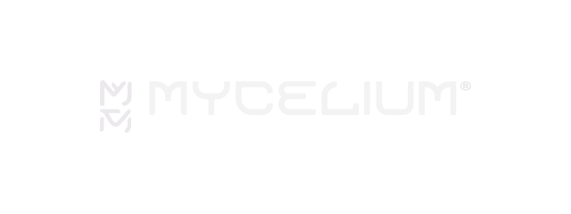 Mycelium Design & Construction logo on a black background.