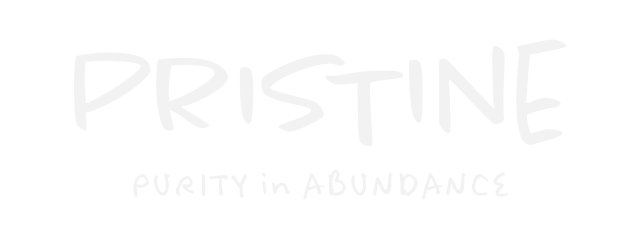 Text saying 'PRISTINE,' with the tagline 'PURETY in ABUNDANCE' on a black background.