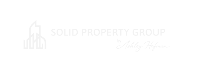 Logo for Solid Property Group by Ashley Hoffman with a stylized building graphic on a black background.