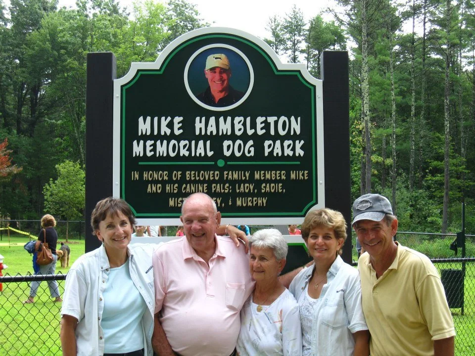 August 12, 2012: The Grand Opening of the Mike Hambleton Memorial Dog Park. 
The Savage Family (left to right): Karen, Charlie, Jimmie, Jan & Terry