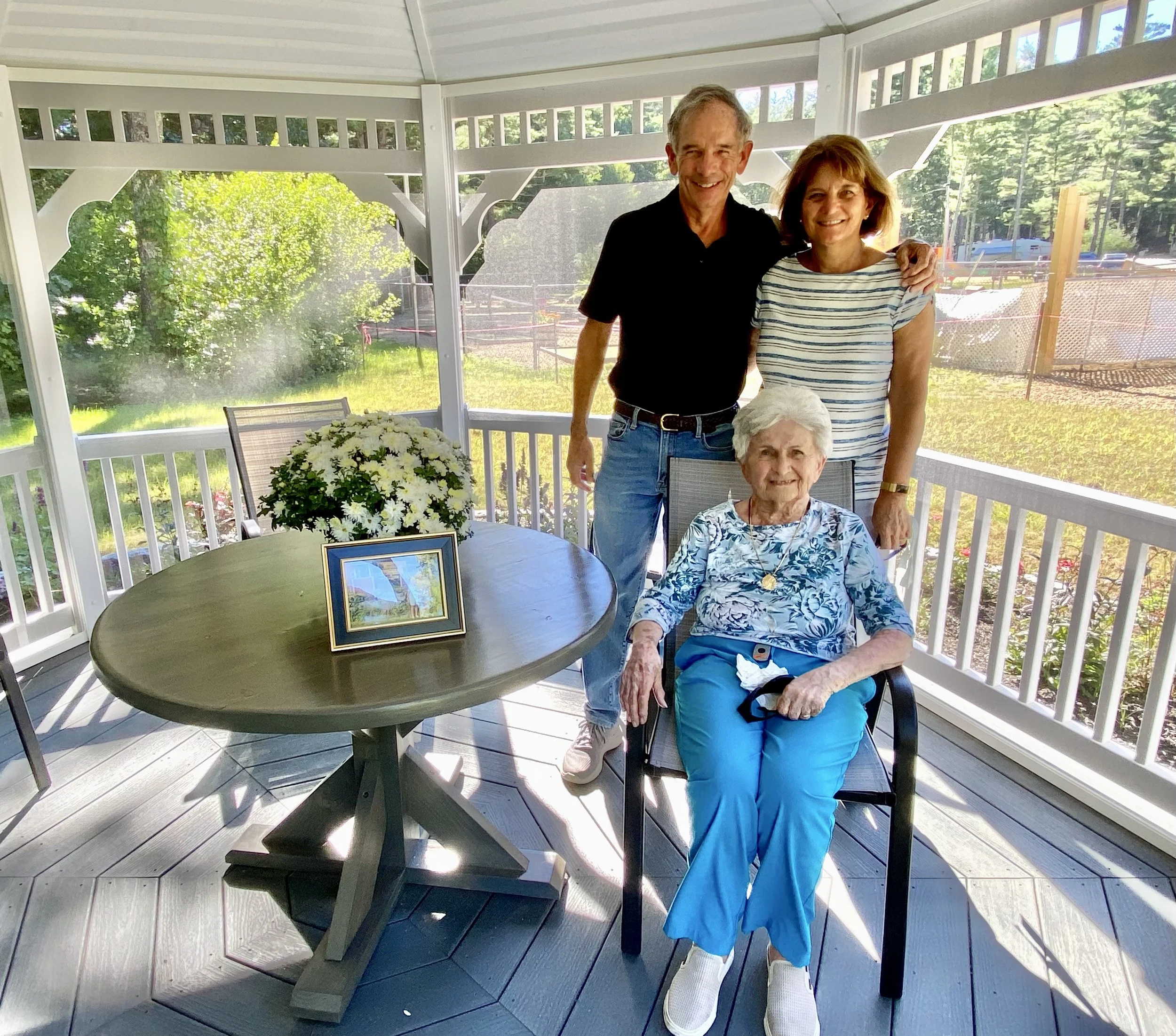 Terry, Jan & Jimmie in the "Founder's Park" gazebo.