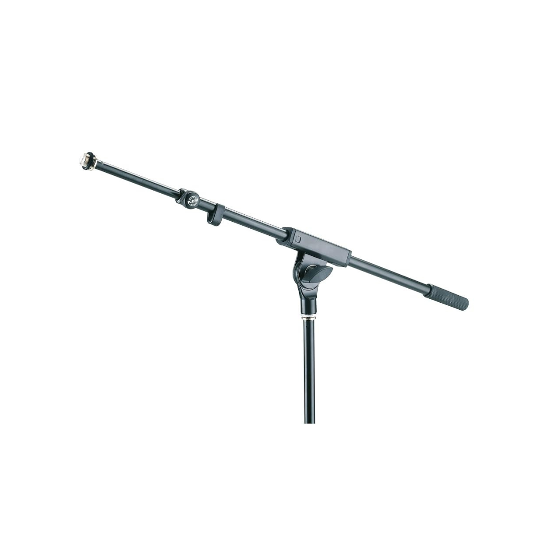 A black microphone on a stand.