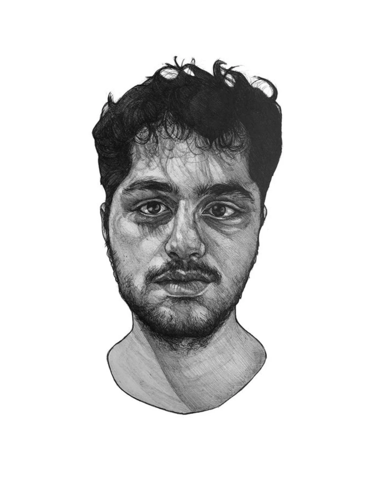 "Ben Elhav"
Ballpoint Pen 
9x12in
A bust portrait of the independent filmmaker Bel Elhav, meant to emulate the idea that the artist is just as much the art as what they create.