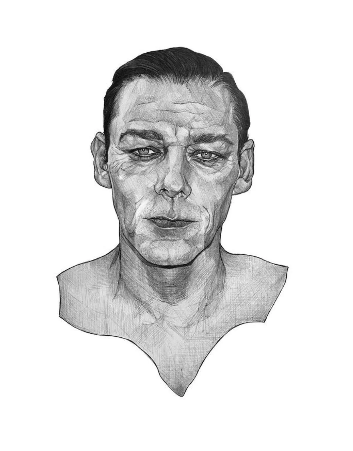 "Richard Coyle"
Ballpoint Pen 
9x12in
A bust portrait of the actor Richard Doyle, meant to emulate the idea that the artist is just as much the art as what they create.