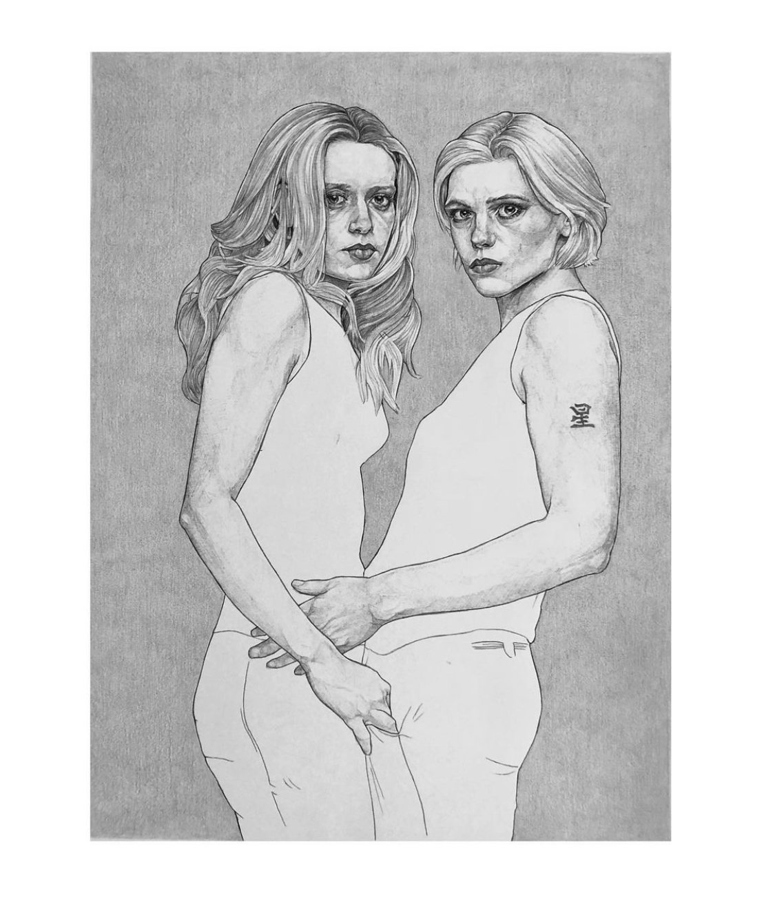 "Nat and Clea"
Ballpoint Pen
18x24in 
A focus on the features; playing around with selective detailing
