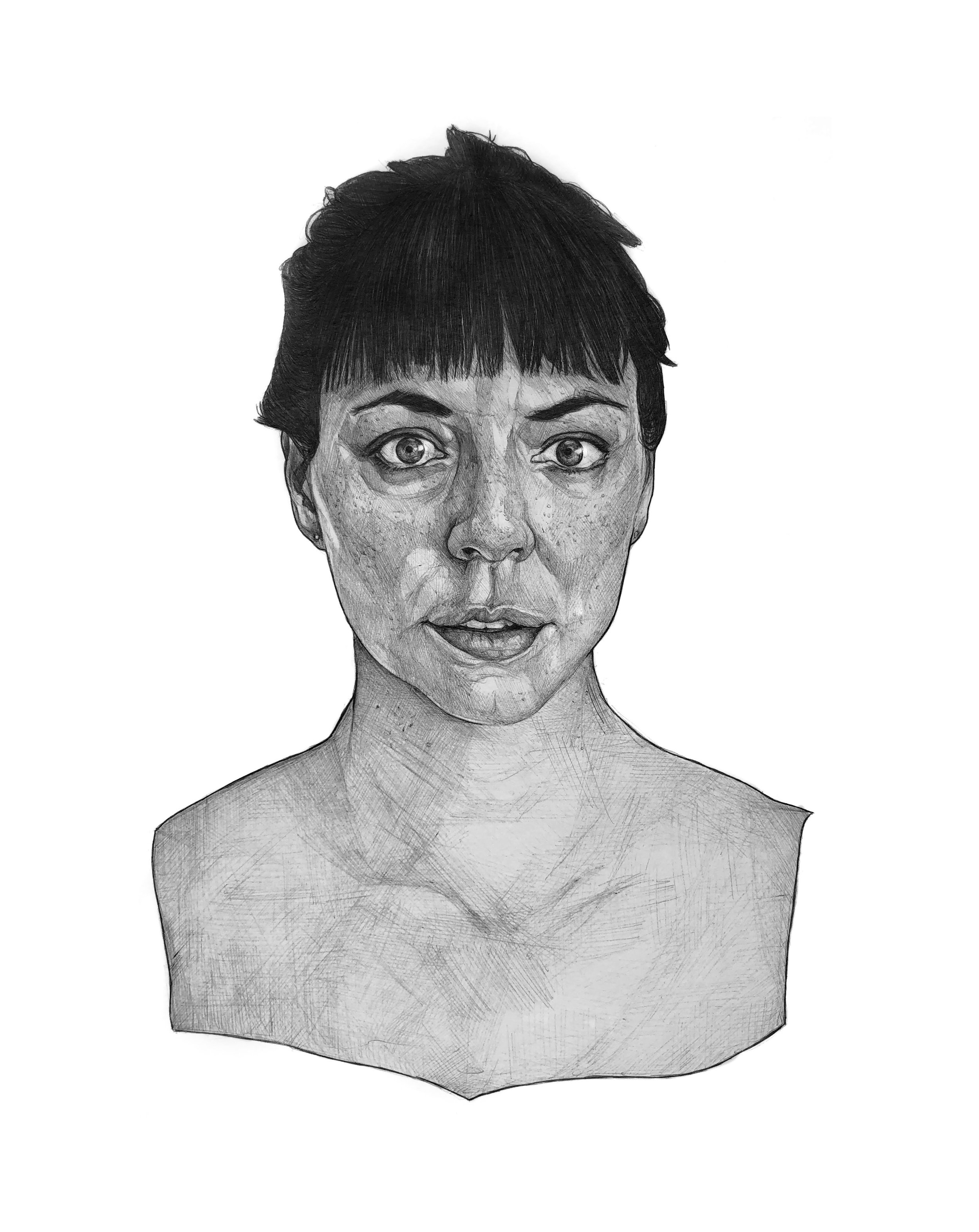 "Dorielle Caimi"
Ballpoint Pen 
9x12in
A bust portrait of the amazing artist, Miss Dorielle Caimi, meant to emulate the idea that the artist is just as much the art as what they create.