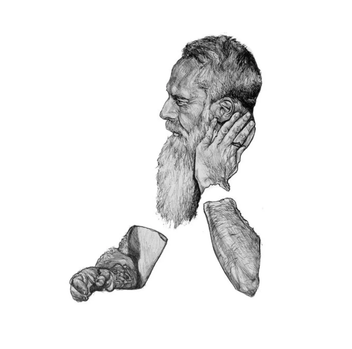 "Study" 
Ballpoint Pen
5x7in
A pen study focusing on the depth perception and shadows of arms and a side. 