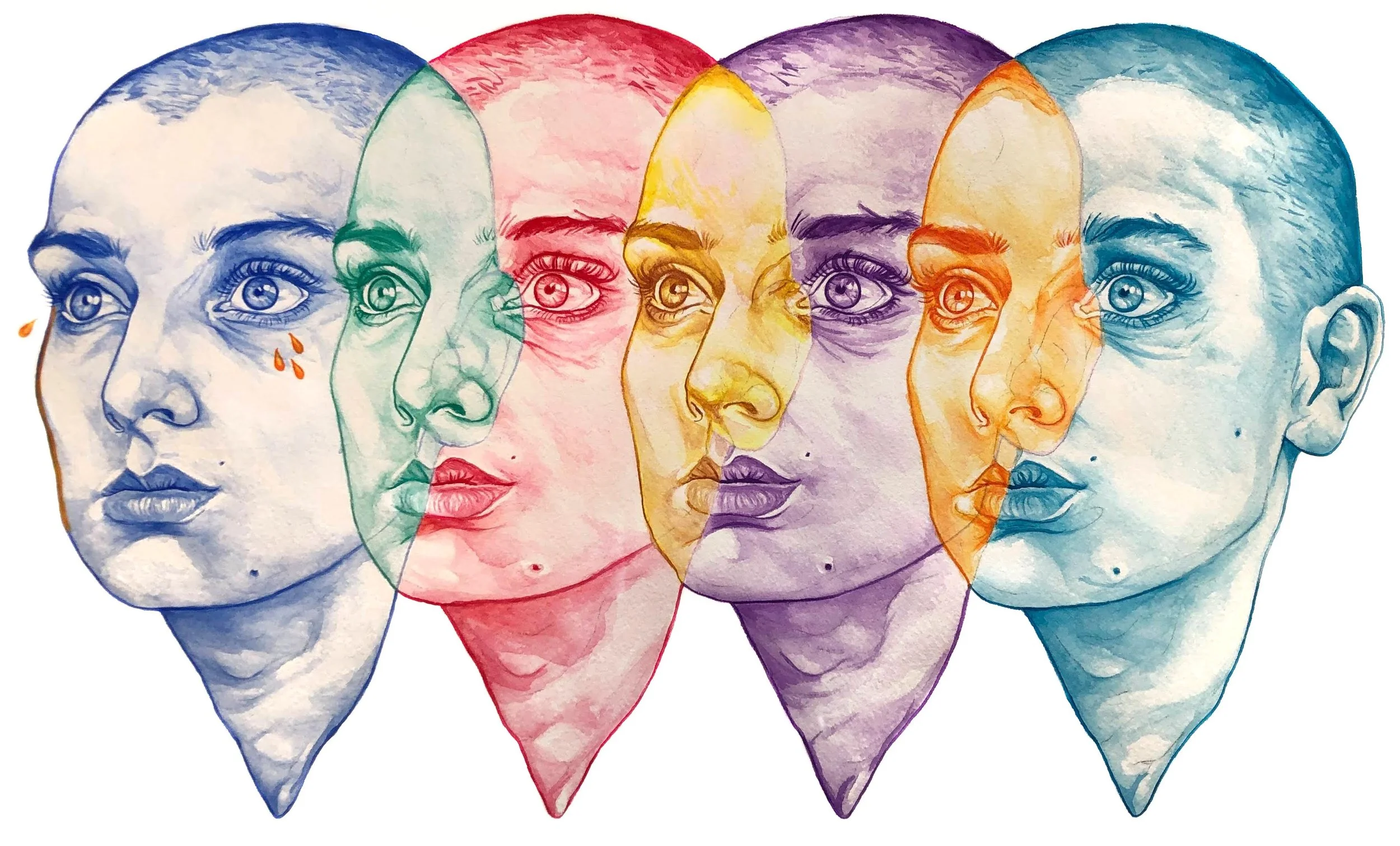 "SINEAD"
Watercolor
11x17 
Color theory - Complementary Colors