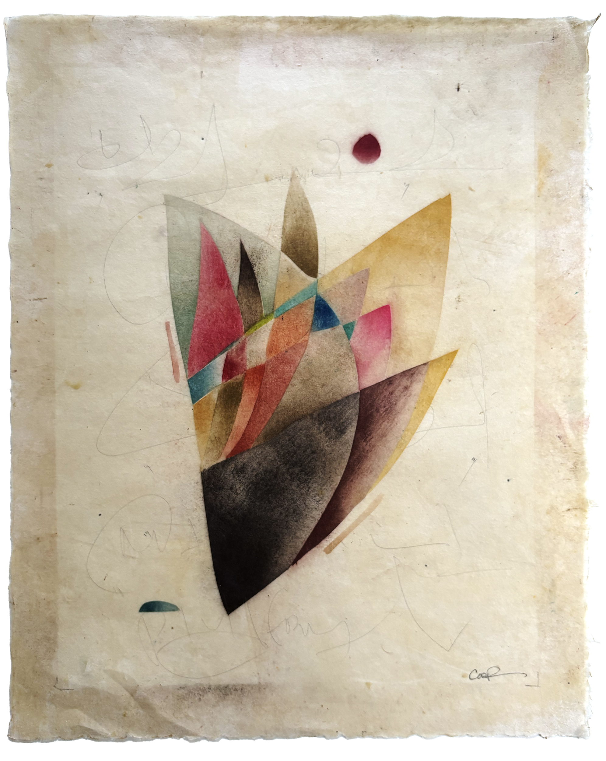Denizen, No. 13, Powdered pigment, paper, beeswax, 21 x 17