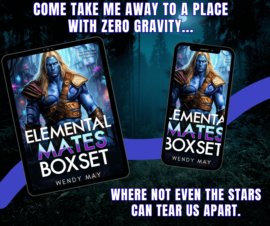 Elemental Mates box set promotion featuring a blue-skinned alien warrior