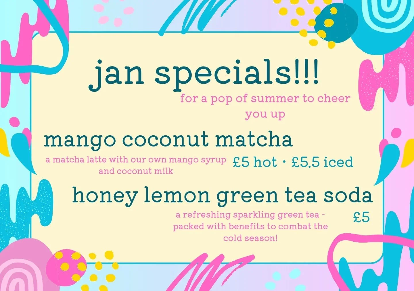 Whoop whoop! We've got some tasty treats for you all....we might just keep these going into February too for those who might already be waiting for payday!

#CottonsCoffee #choumertmarket #coffeeshop #Peckham #PeckhamFood #MatchaLatte