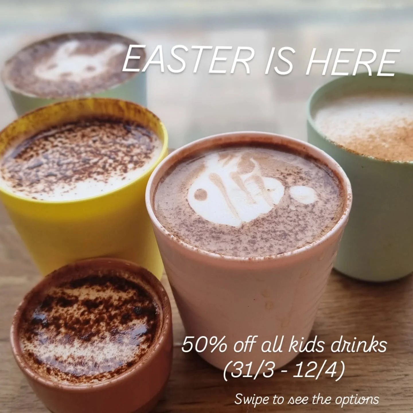 50% off all kids drinks this Easter break! Available to have in or takeaway!

🌸🌸🌸

#PeckhamFood #easterholiday #peckhamrye