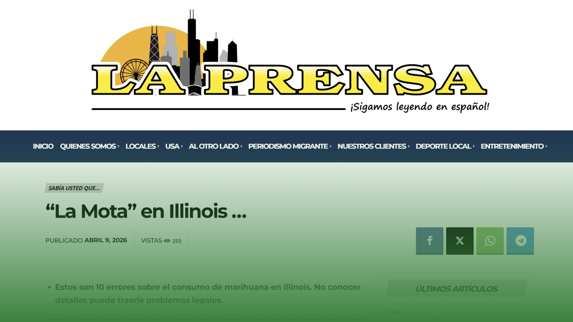 Article: “La Mota en Illinois…” published in Periódico La Prensa