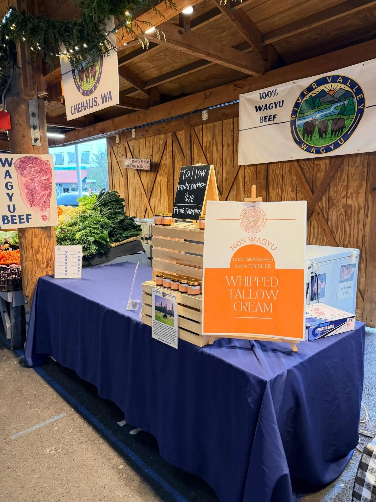 Good Morning 🌞 Folks, Surprise!!! Did you know @olympiafarmersmarket is open for last minute holiday dinner and gift 🎁 needs! We have our great tallow lotions and Wagyu beef!! We also have a gift that keeps on giving Buy a cow share we have a speci