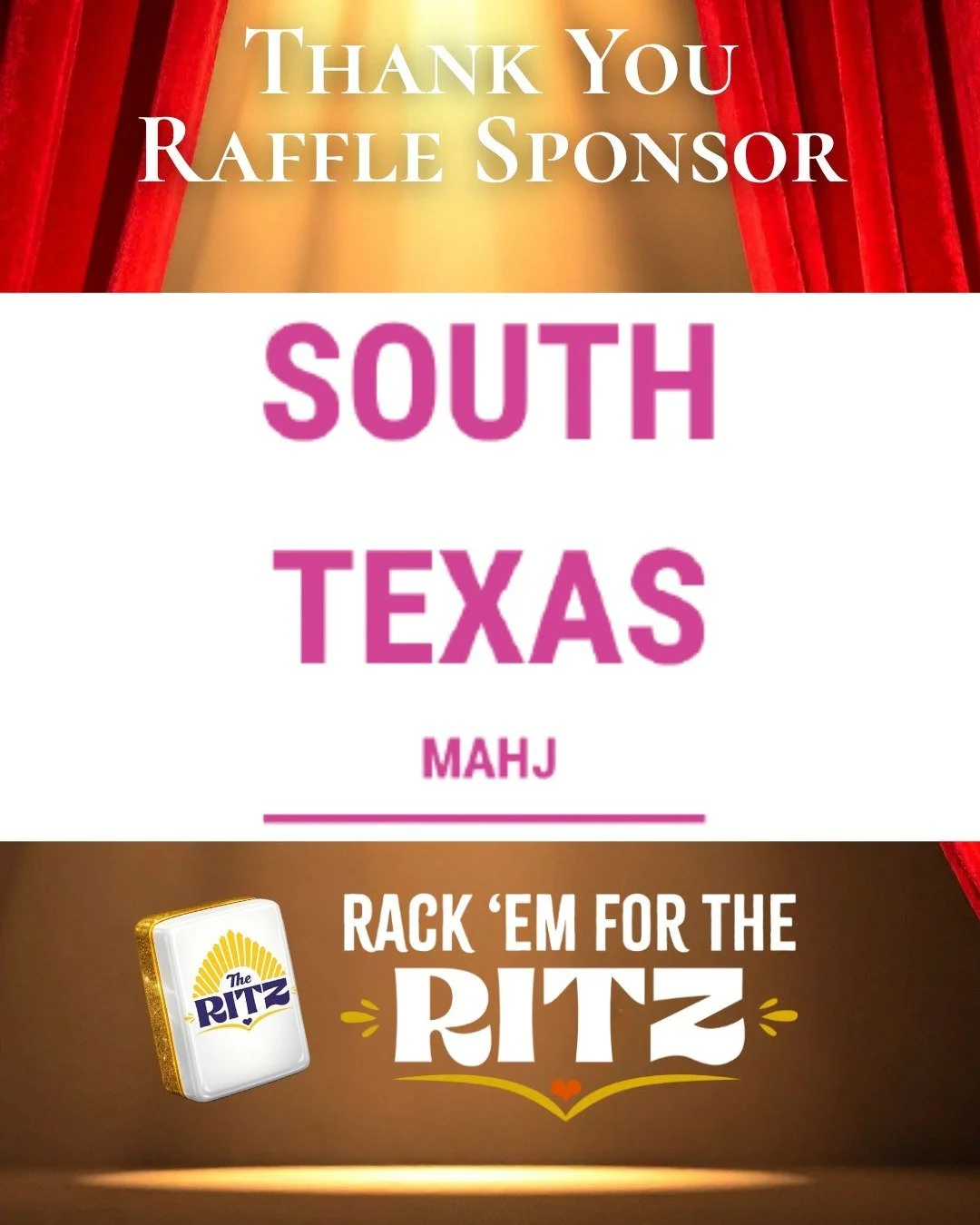 Thank you to South Texas Mahj for their generous donation to the 3rd Annual Rack 'em For The Ritz Mahjong Tournament Raffle on March 26! One raffle winner will win a mahjong lesson for 8.
Tickets are available at the link in bio!
Thank you, @southtex