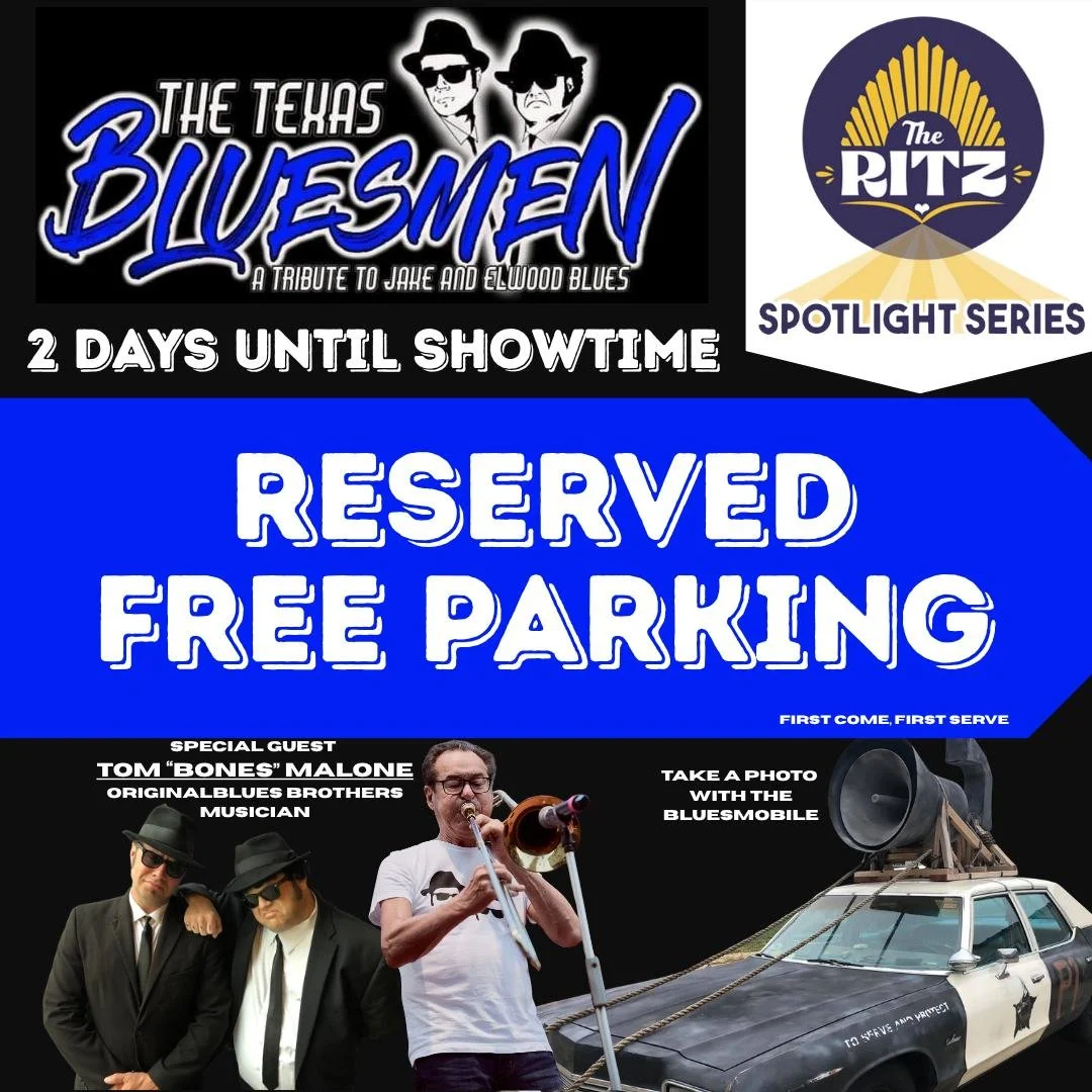 It's 2 days til showtime! 

Parking lots are reserved FREE for ticketholders (next to BUS and next to The Ritz), the Bluesmobile is headed our way, and it's almost time for The Texas Bluesmen to take the stage Friday Night at BUS. 

Meet &amp; Greet 