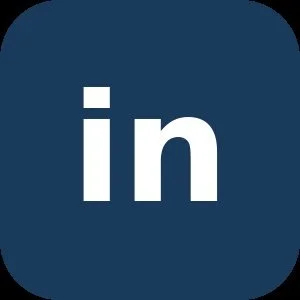 LinkedIn logo with white 'in' on a dark blue background