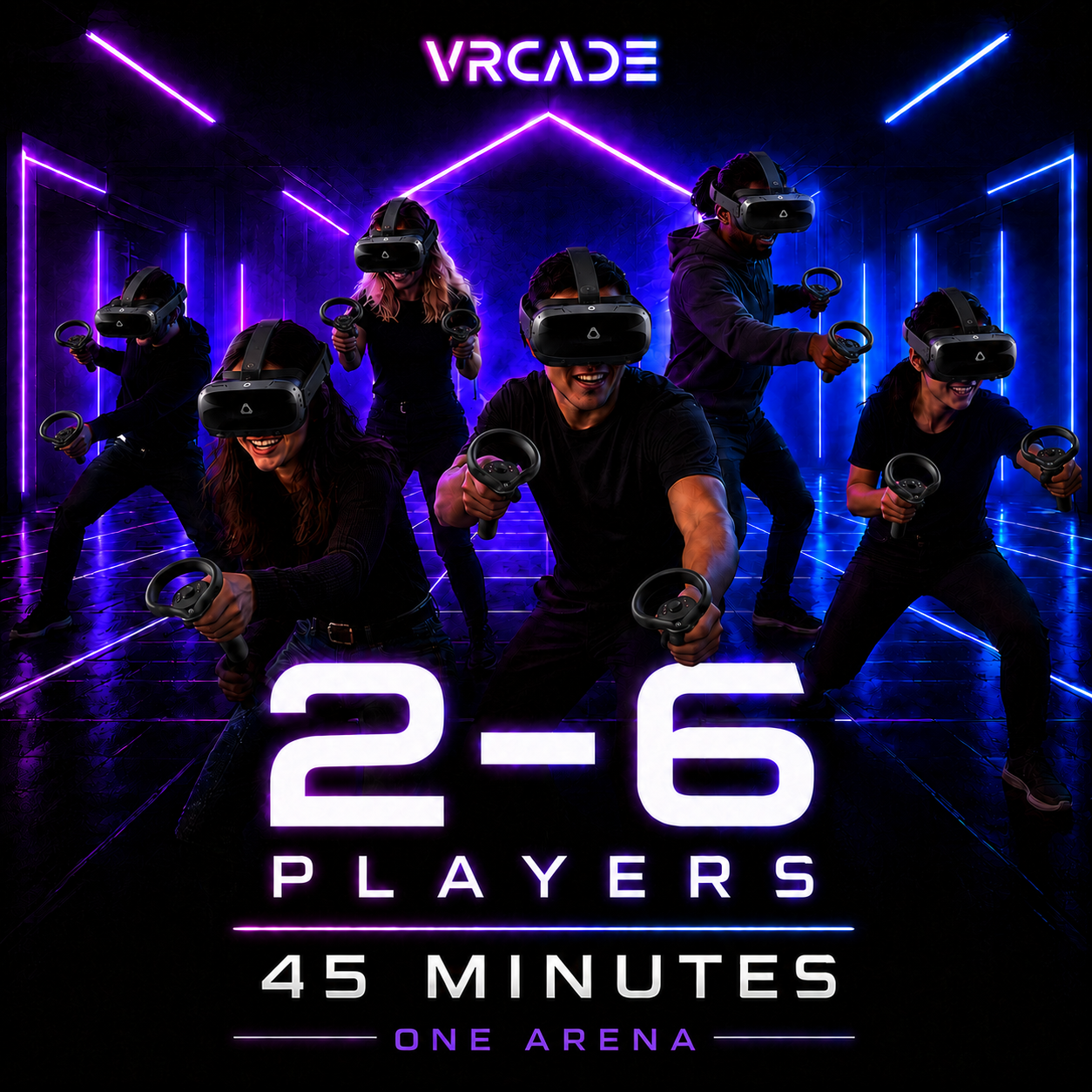 VRCADE 45-minute Free-Roam VR booking option for 2 to 6 players
