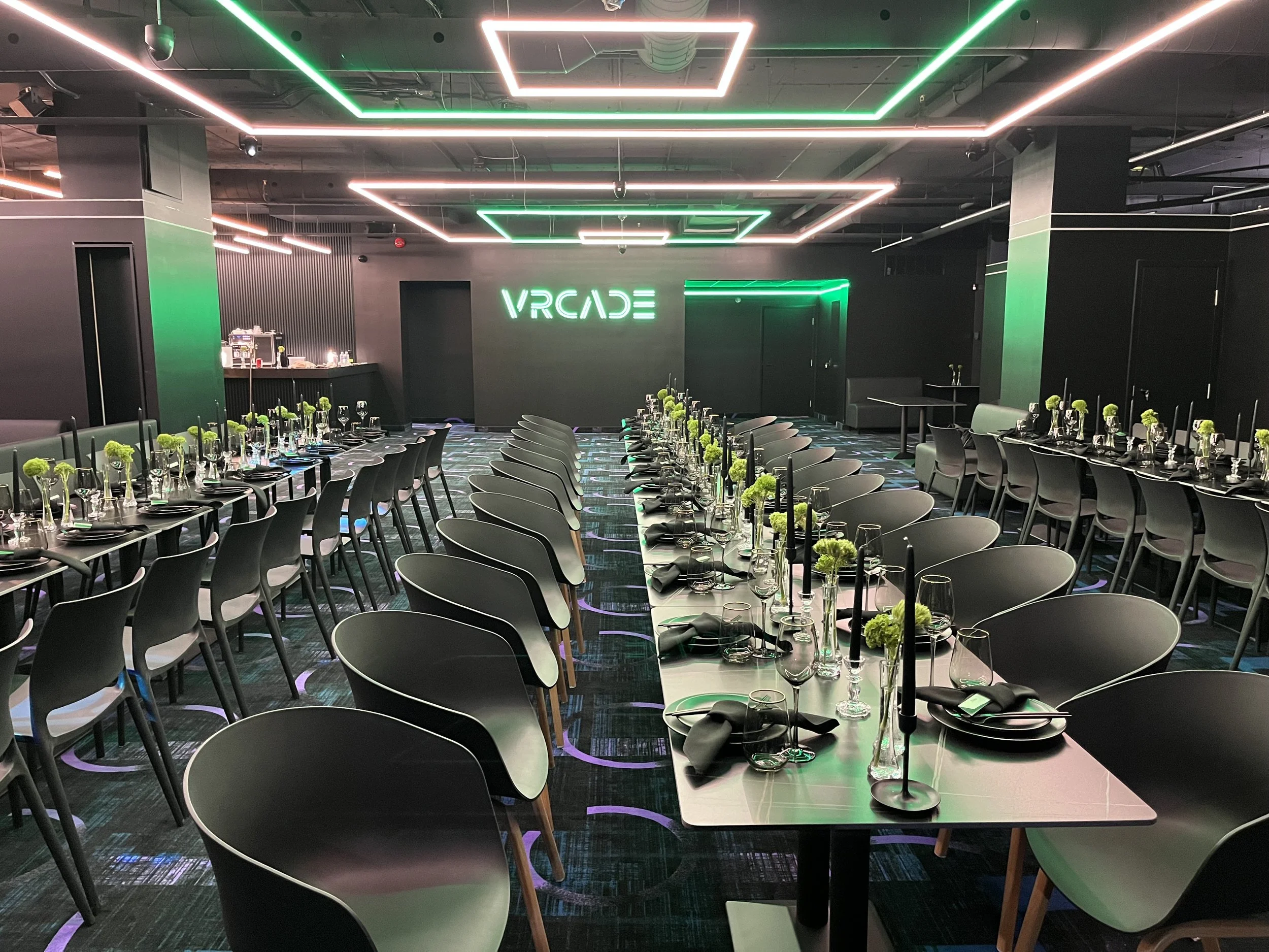 Private party table setup at VRCADE Toronto