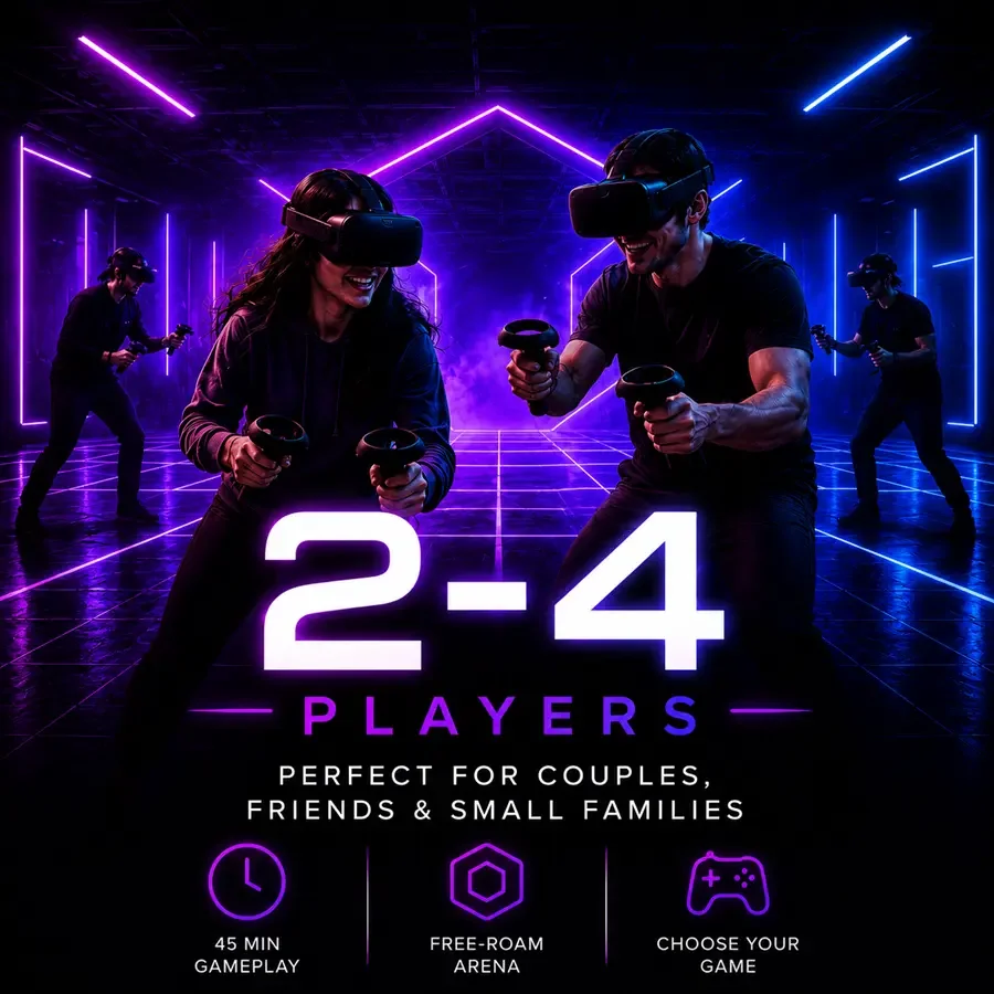 Book a Free-Roam VR session for 2 to 4 players at VRCADE Toronto.