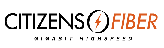 Logo with an orange lightning bolt and the words 'FIBER' in orange.