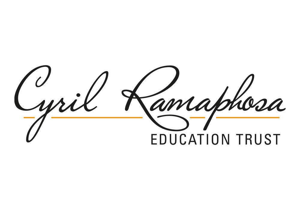 Logo for the Cyril Ramaphosa Education Trust with name in cursive and a small yellow line underneath.