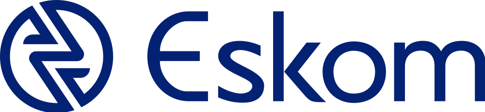 Eskom logo with blue circular emblem and the word Eskom in blue text.