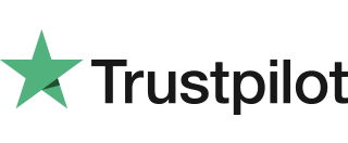 Trustpilot logo med grønn stjerne og svart tekst.