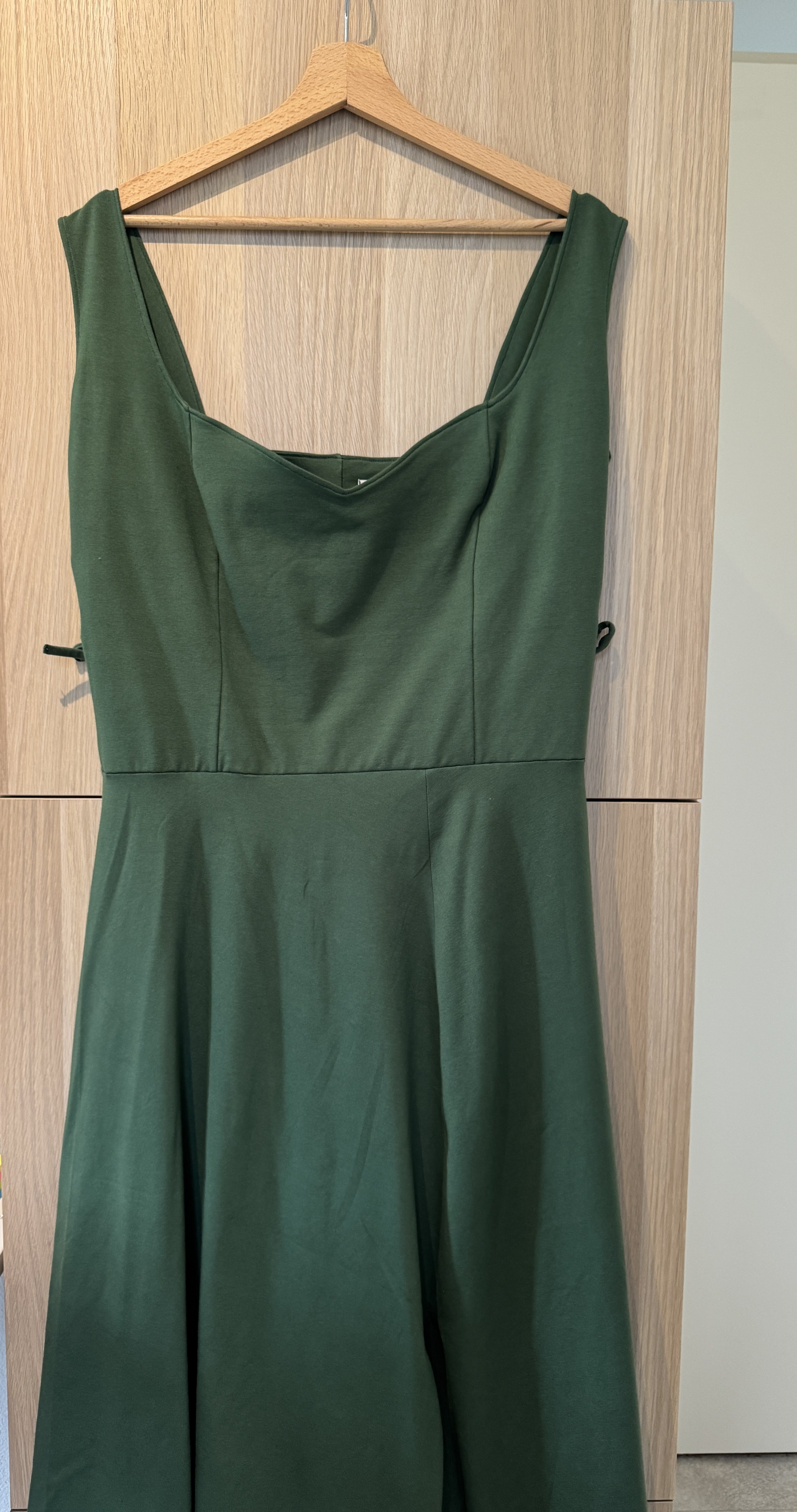 Custom order of the Lace Up Maxi Dress. It has a custom color, custom neckline and a split added