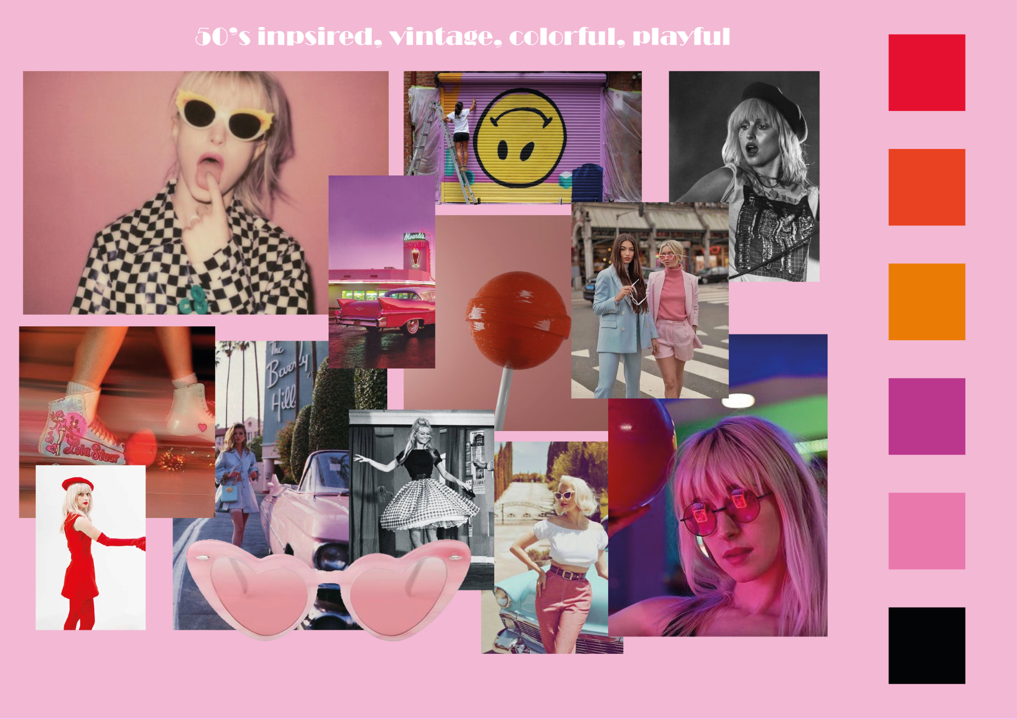 Past moodboard for a school styling photoshoot