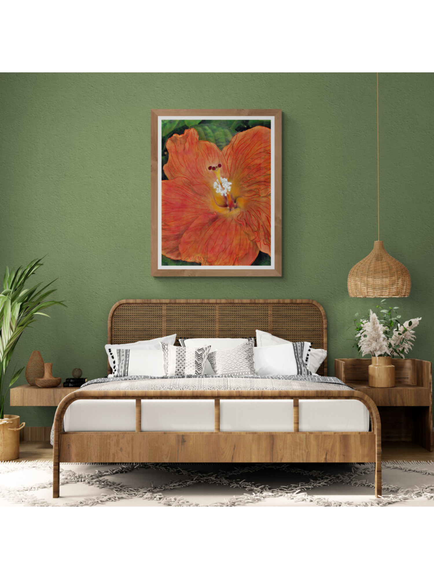 Glitter Hibiscus 30x40 framed bohemian-themed-bedroom.png