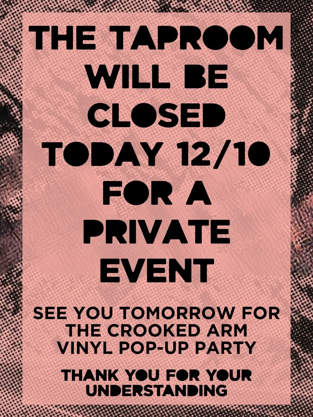 Our taproom is closed today for a private event, but we look forward to seeing you tomorrow for a very special Turntable Thursday with our buds from @crookedarmlisle. 

Bring a gift wrapped record to join our White Elephant vinyl exchange, and enter 