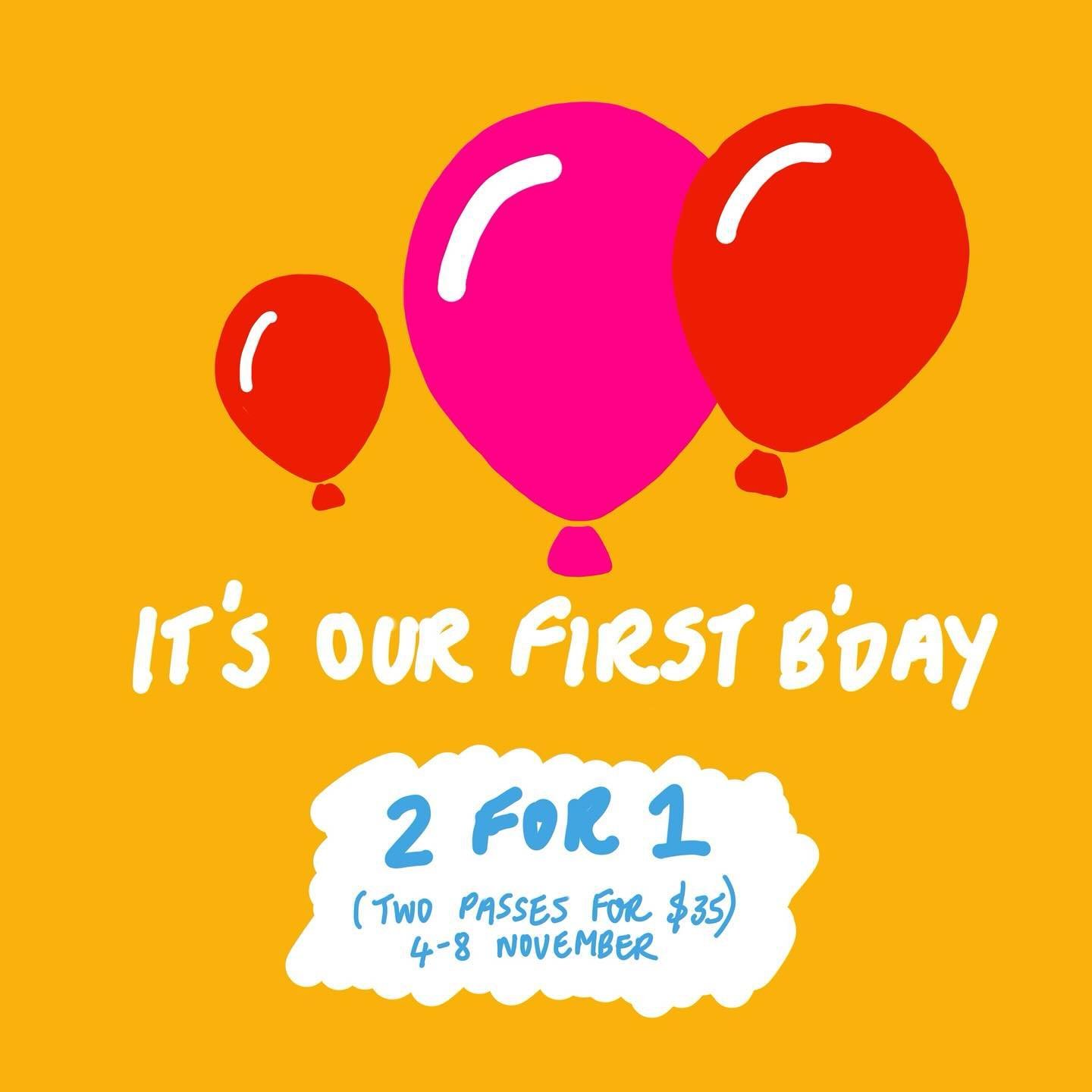 Seeing as it&rsquo;s our FIRST birthday we are offering 2 for 1 single pass entries all week (Monday 4th - Friday 8th November). 
Come and explore our new extension and celebrate by bringing a friend and organizing a play date. 
We are open 8am -7pm 