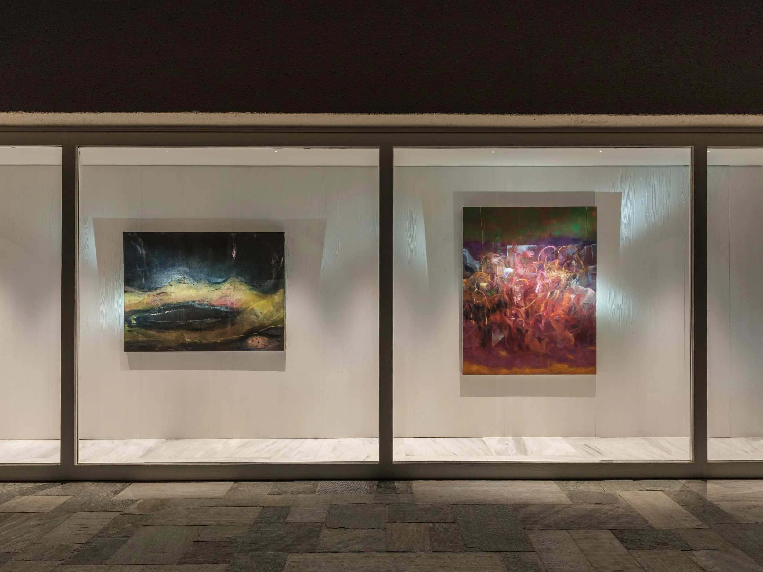 Left:
Courtesy Lisson Gallery.
© Leiko Ikemura.

Right:
Courtesy of L’Appartement, Pace Gallery and the artist, copyright the artist.

Photo: Georgios Sfakianakis.