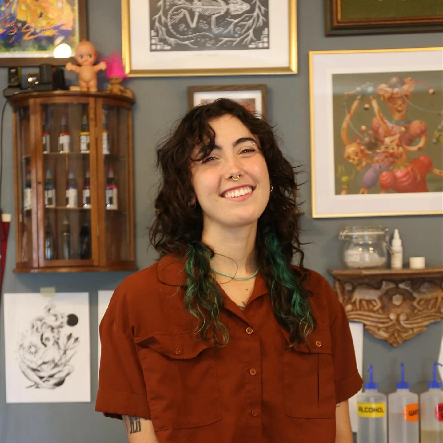 Hot Damn!! It&rsquo;s @grandparoadkill ❤️&zwj;🔥
A longtime Portland resident and ex-art school kid, Crowley brings a unique mix of influences to their tattooing. Drawing inspiration from animation, graphic novels, magic, science, mythology, and the 