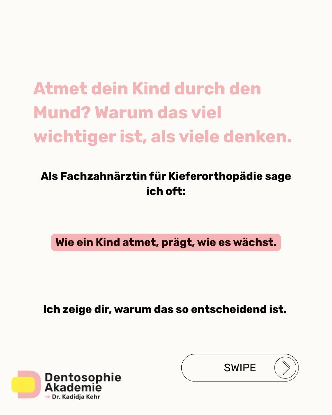 ⁉️&bdquo;Atmet dein Kind durch den Mund?&ldquo;

Diese Frage klingt harmlos, ist aber zentral f&uuml;r Entwicklung, Gesundheit und Haltung.

🧠 Mundatmung ver&auml;ndert nicht nur die Zungenlage &ndash;
sie beeinflusst die Kieferform, den Schlaf, das