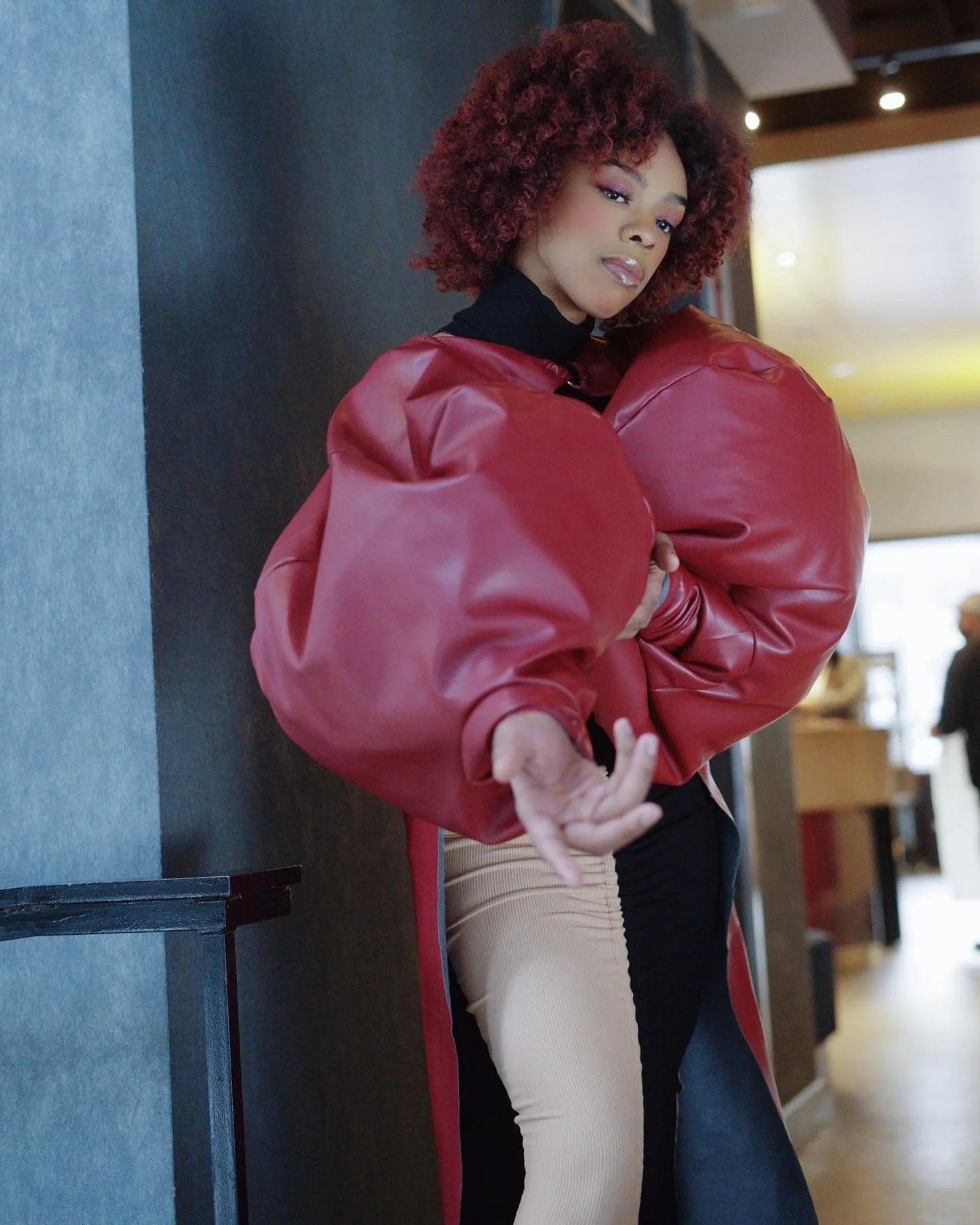 &ldquo;Itachi &rdquo; from the JOAT VLLG collection 🔥🔥💘 📸 @sonuulanee 

(DM for custom skirt orders-now available)

❤️&zwj;🔥Itachi jacket: faux burgundy leather

❤️&zwj;🔥Itachi top: black cotton ribbed knit

❤️&zwj;🔥 Itachi Skirt: Black and Ta