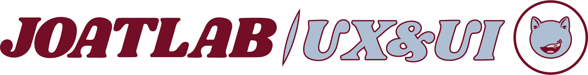 A logo with the text 'JOATLAB' and 'UXX&U' separated by a slash, with a cartoon cat face inside a circle to the right.