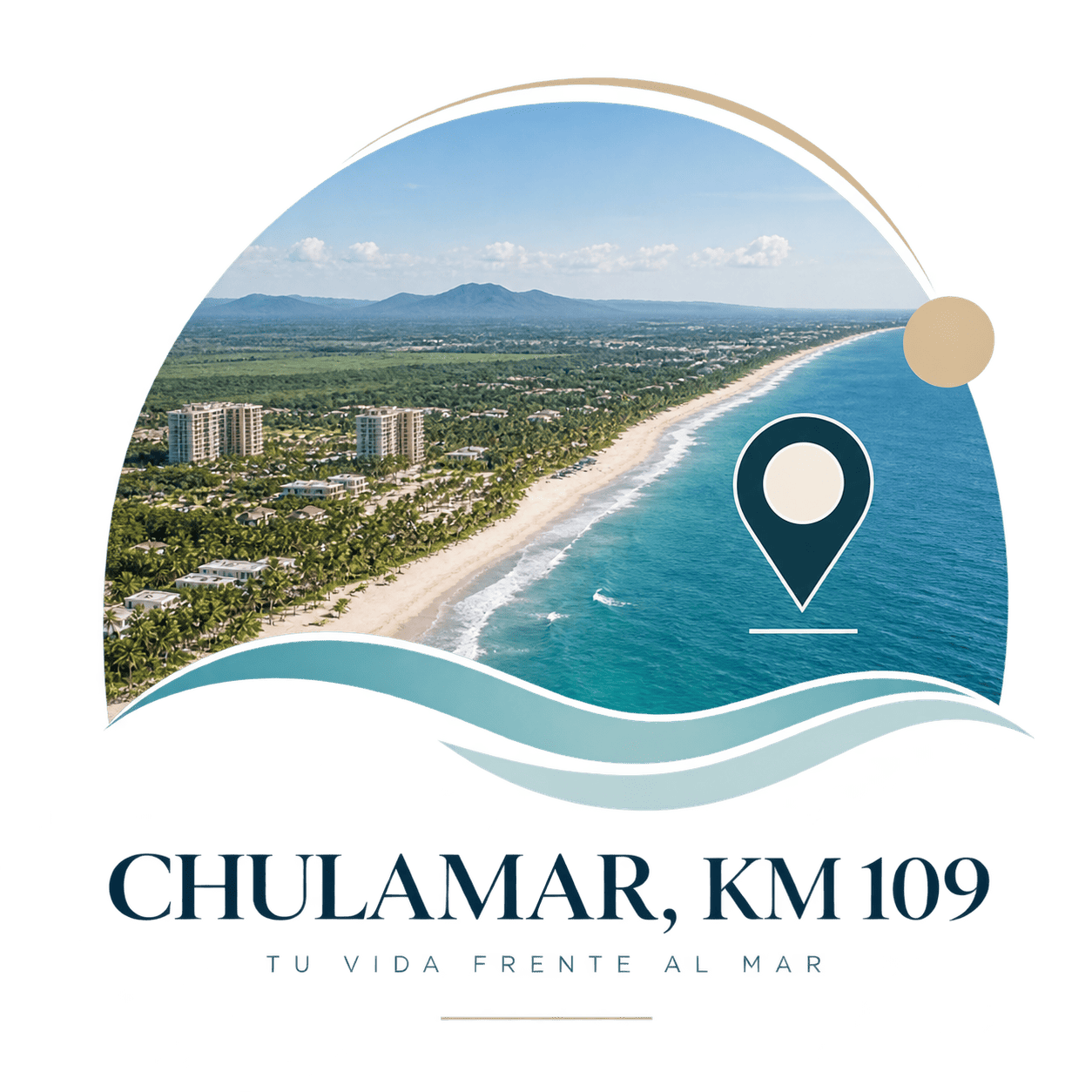 Vista aérea de la costa de Chulamar y ubicación de DAMARE en el Km 109.