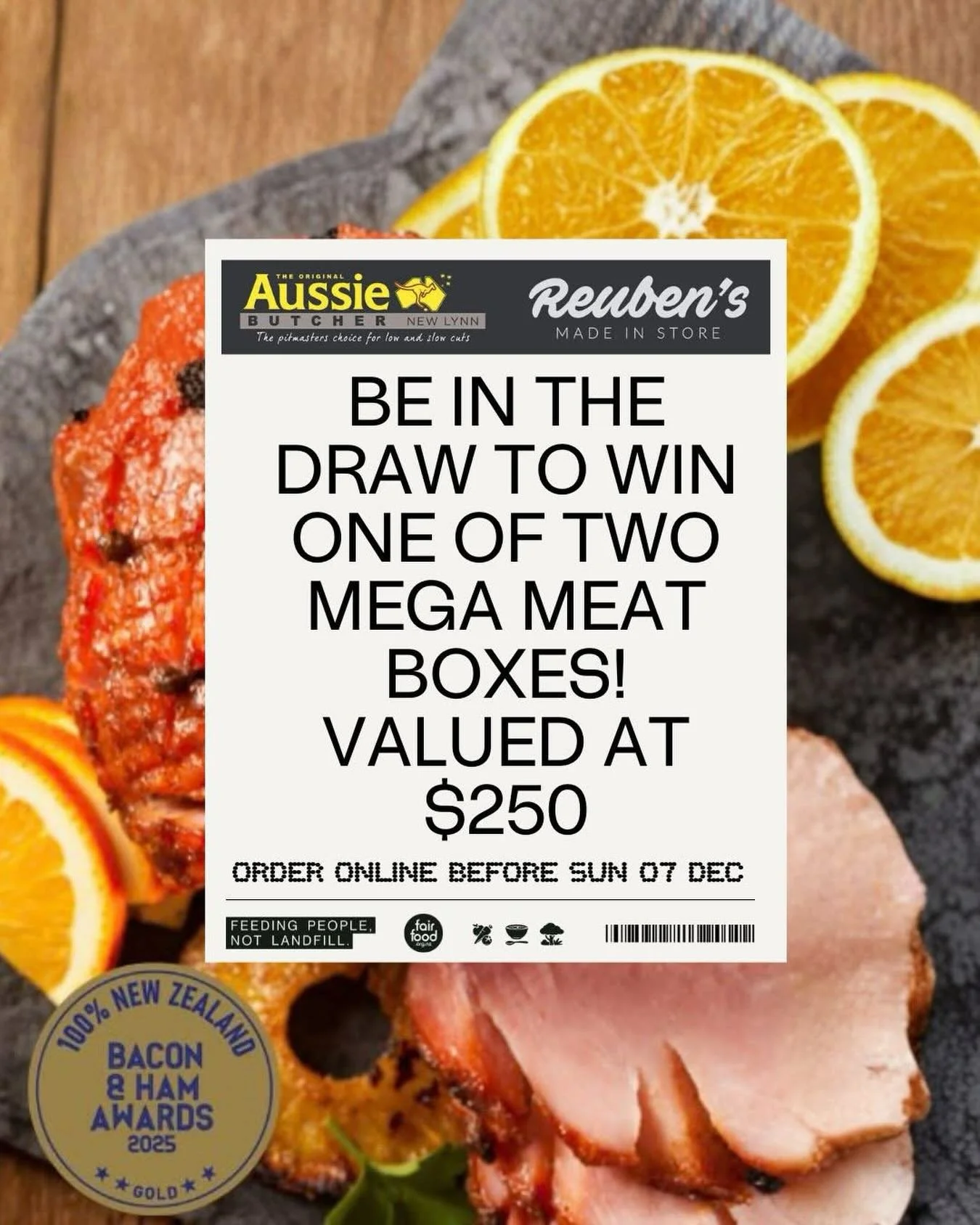 Order Reuben&rsquo;s GOLD-MEDAL ham, turkey or meat box now! 🍖🥩🍗

Make this Christmas a feast- award-winning flavour, local quality, and the best cuts in town.

Shop here: https://www.aussiebutchernewlynn.co.nz/collections/shop or go to @aussiebut