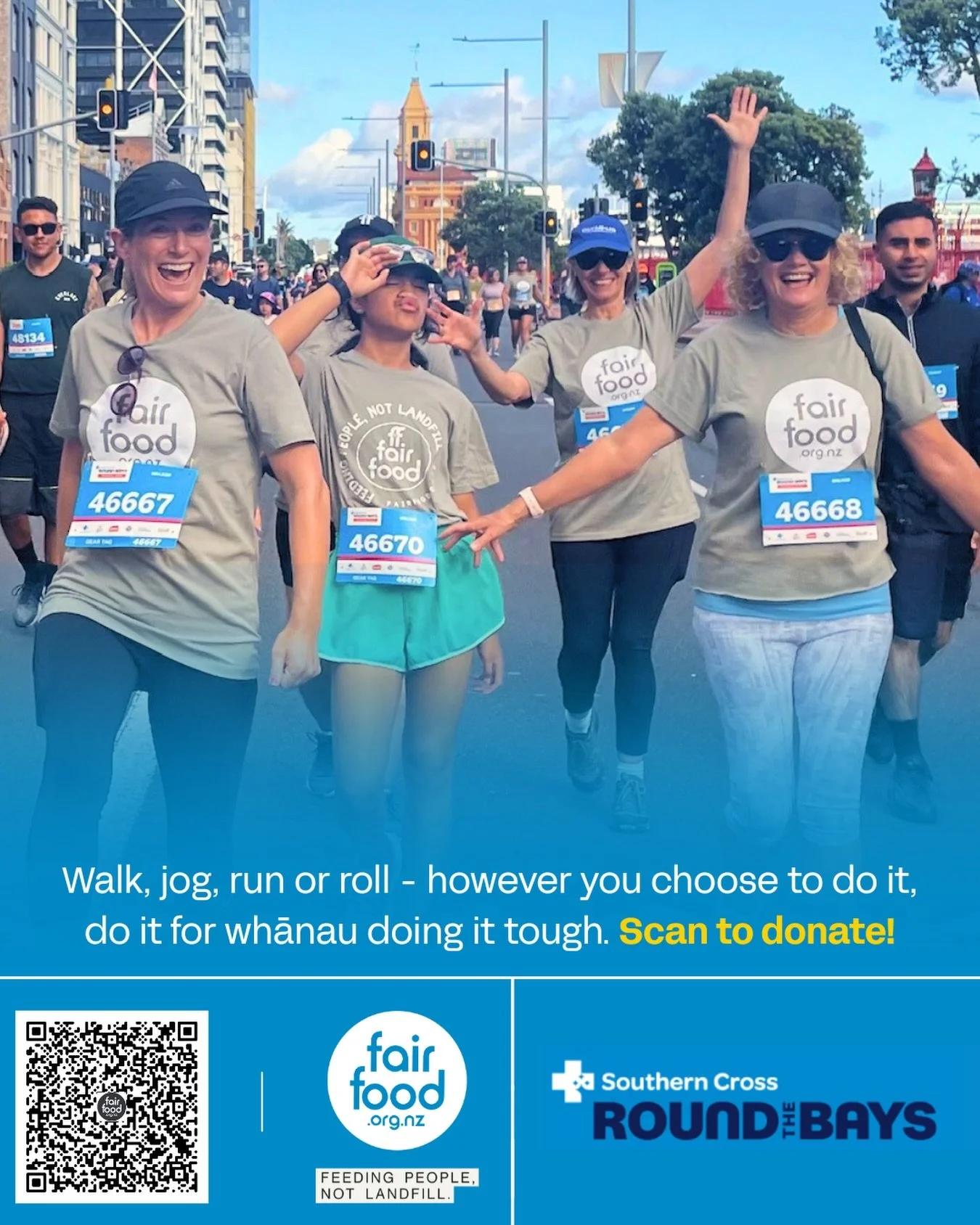 The Fair Food team is taking on Southern Cross Round the Bays on Sunday 8 March, and we&rsquo;d love you to join us.  Fair Food works every day to reduce food waste and rescue quality surplus food, redistributing it to communities across Tāmaki Makau