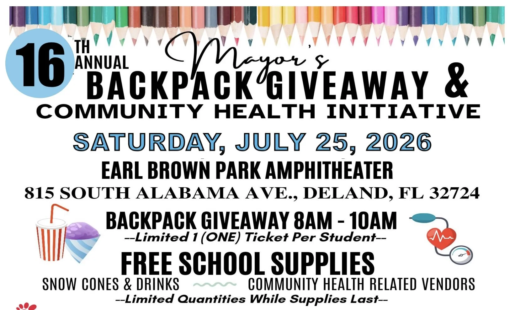 FCC has committed to 500 packs of colored pencils.  We will have a collection box in the lobby beginning Sunday, June 2nd.