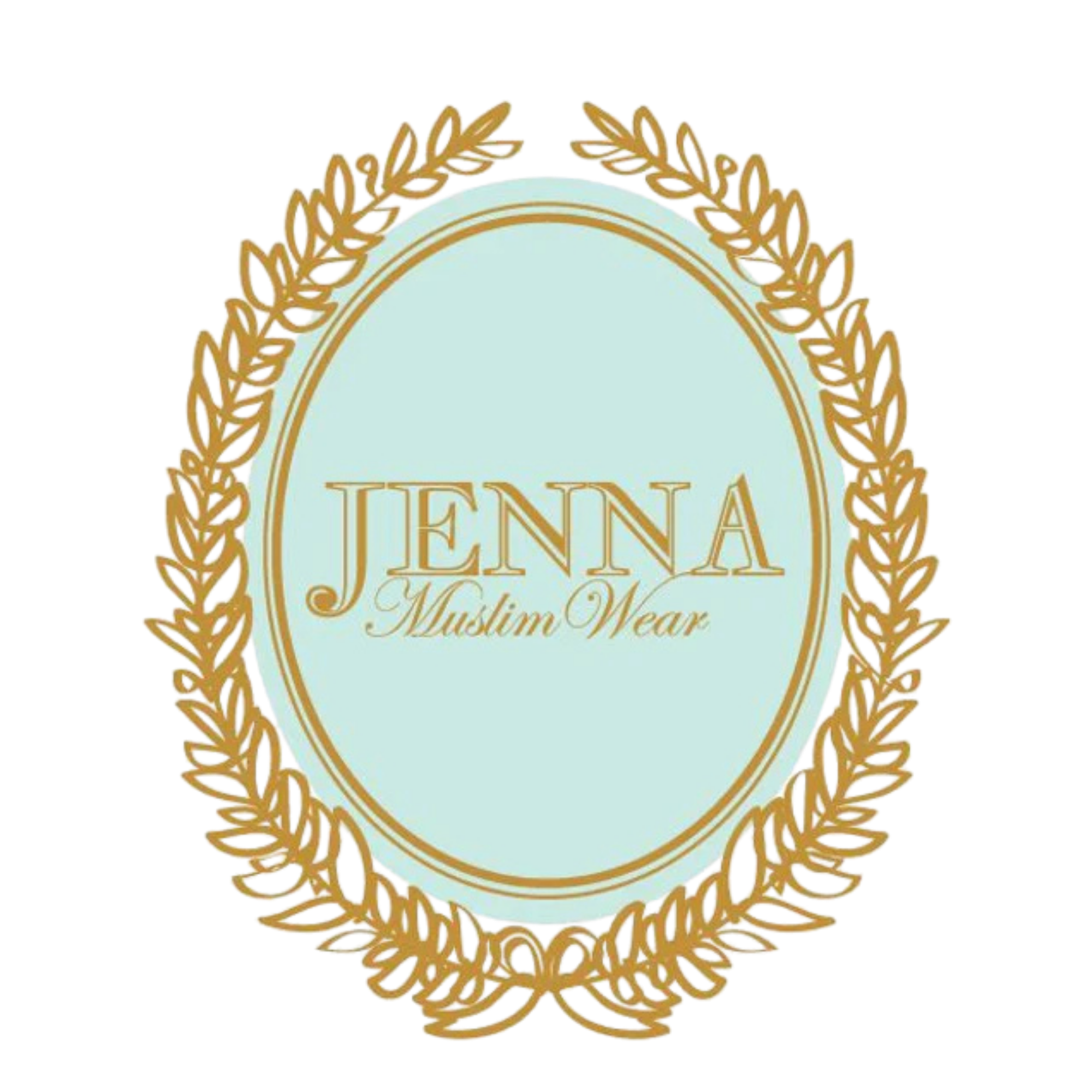 Elegant award or medal with a gold laurel wreath border, light blue inner circle, and gold decorative text referencing wedding wear.