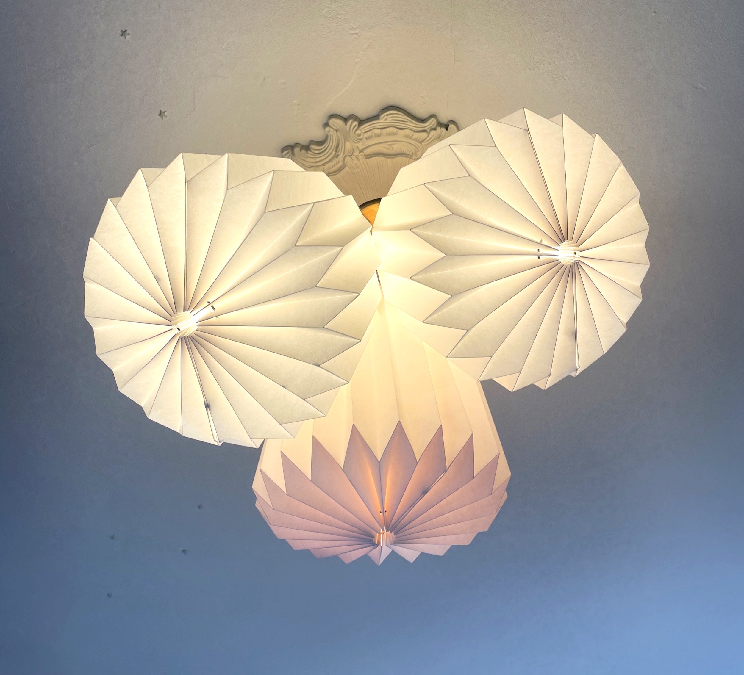 My first bespoke light fixture, jerry-rigged by yours truly. I am inordinately proud of this.