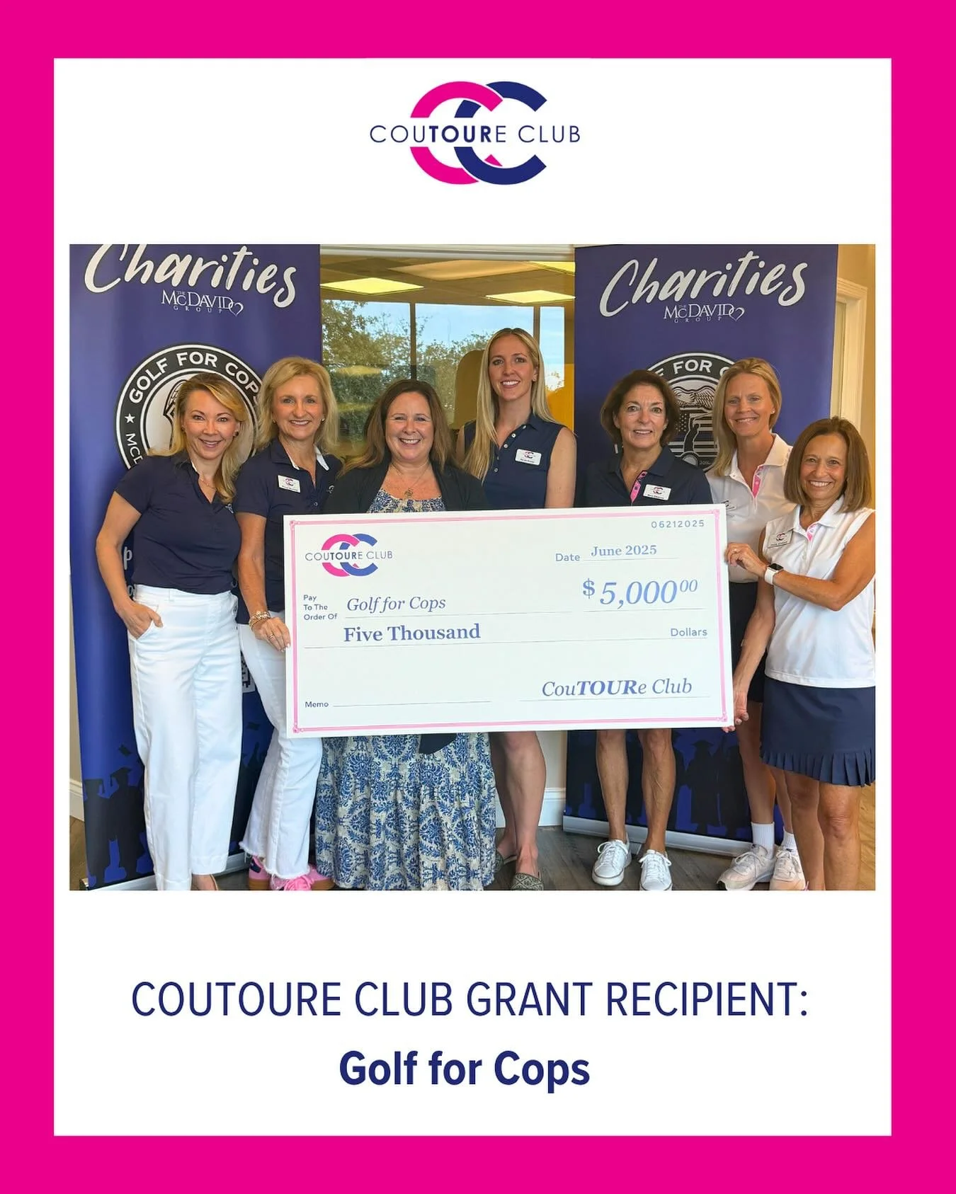 We are proud to announce Golf for Cops as a recipient of a $5000 grant from the CouTOURe Club 2024-2025 membership and fundraising.  @golf_for_cops is an annual fundraising event run by the McDavid Group Charities which supports the families of falle