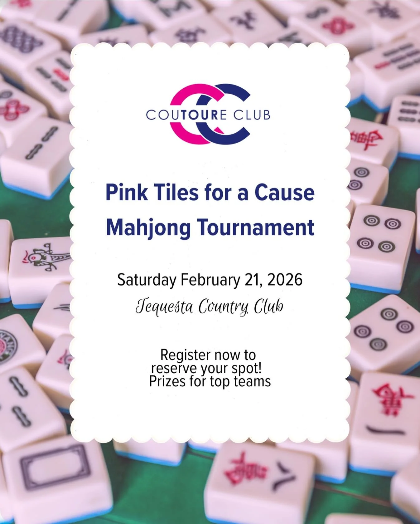 Spots are filling up fast! Less than 25 spots are left in our Pink Tiles for a Cause Mahjong Tournament on Saturday 2/21 🀄️ 💗 If you know any players, send them our way!  It will be a lovely morning of competitive and fun play 🥂 complete with ligh