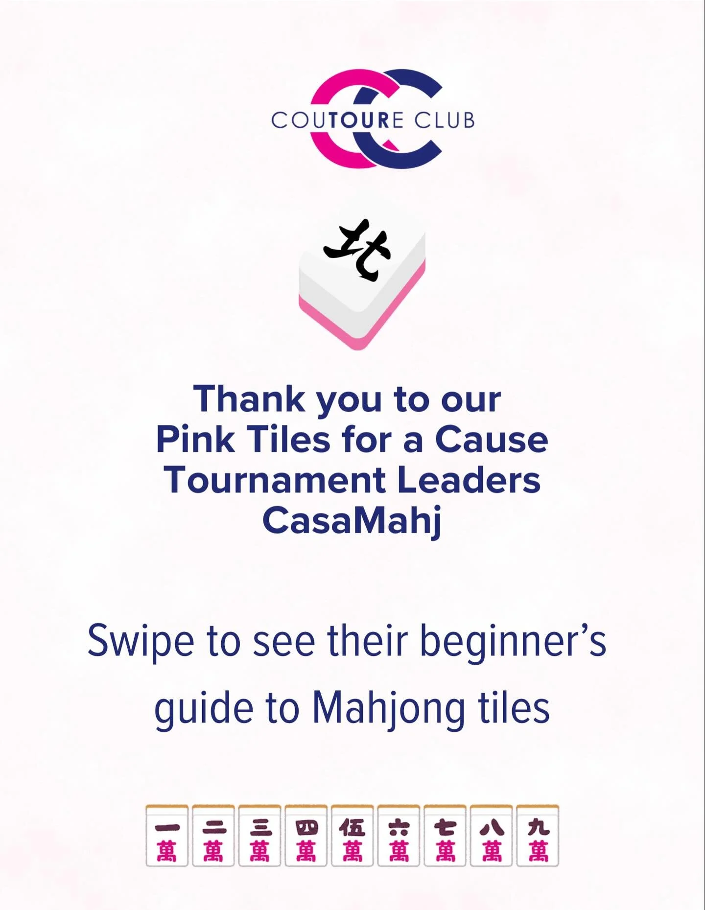A big big thank you to Liza and CasaMahj for running our Pink Tiles for a Cause tournament! Based in Jupiter, @casamahj offers Mahjong tiles, accessories, events, and lessons. 

Our top tournament prizes were both donated by Liza and CasaMahj - thank