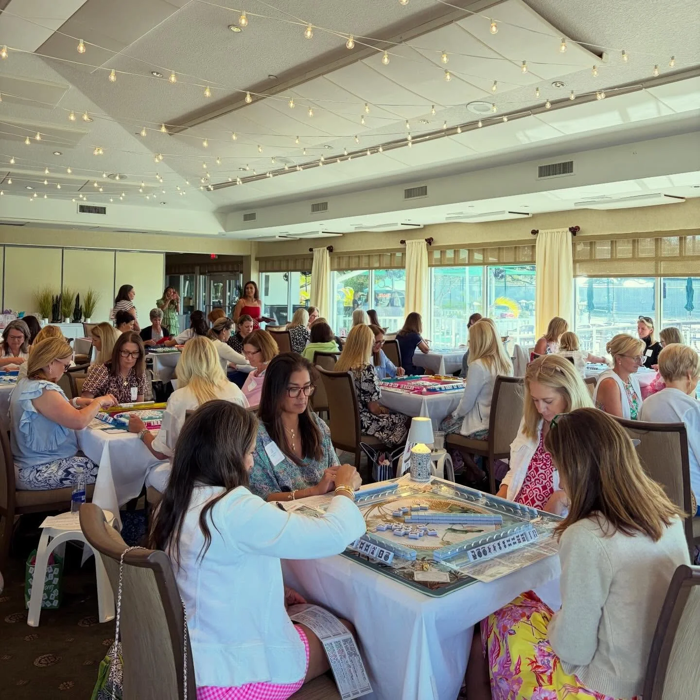 Play is underway! What a wonderful turnout for our Pink Tiles for a Cause fundraiser 🀄️ Thank you to all the volunteers, sponsors, donors, and of course our players 💗  Word on the street is this is a very friendly group of Mahjong players, which is