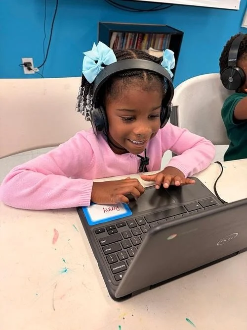Their faces say it all - these children are excited to LEARN 📕 We are thrilled to share that our CouTOURe Club Grant to the Edna W. Runner Education Center allowed the facility to provide its new elementary school students with laptops that will be 